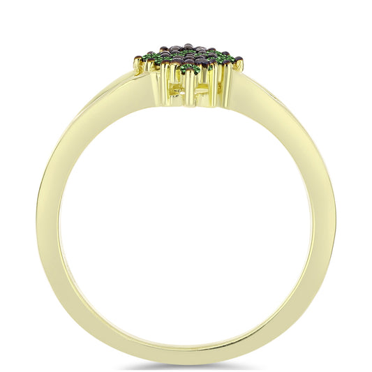Inel din Argint 925 Placat cu Aur ( 2.17 grame ) cu Diamant Verde 0.08 Carate