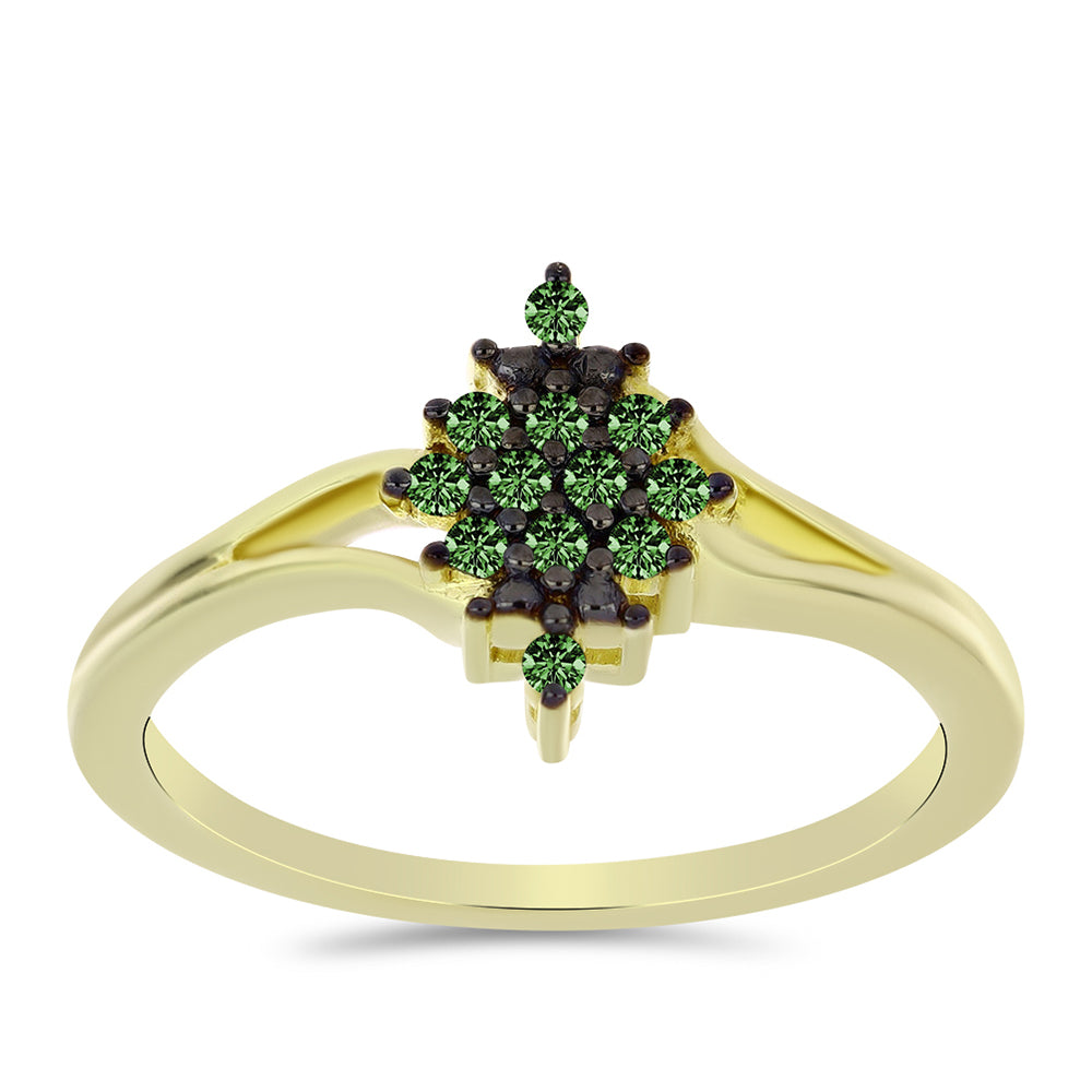 Inel din Argint 925 Placat cu Aur ( 2.17 grame ) cu Diamant Verde 0.08 Carate