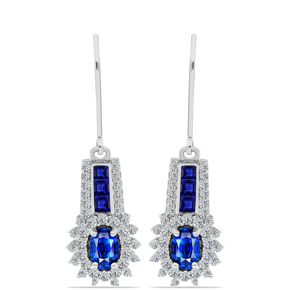 Cercei din Argint 925 ( 3.38 grame ) cu Safir Albastru Australian și Topaz Alb 2.7 Carate 1 