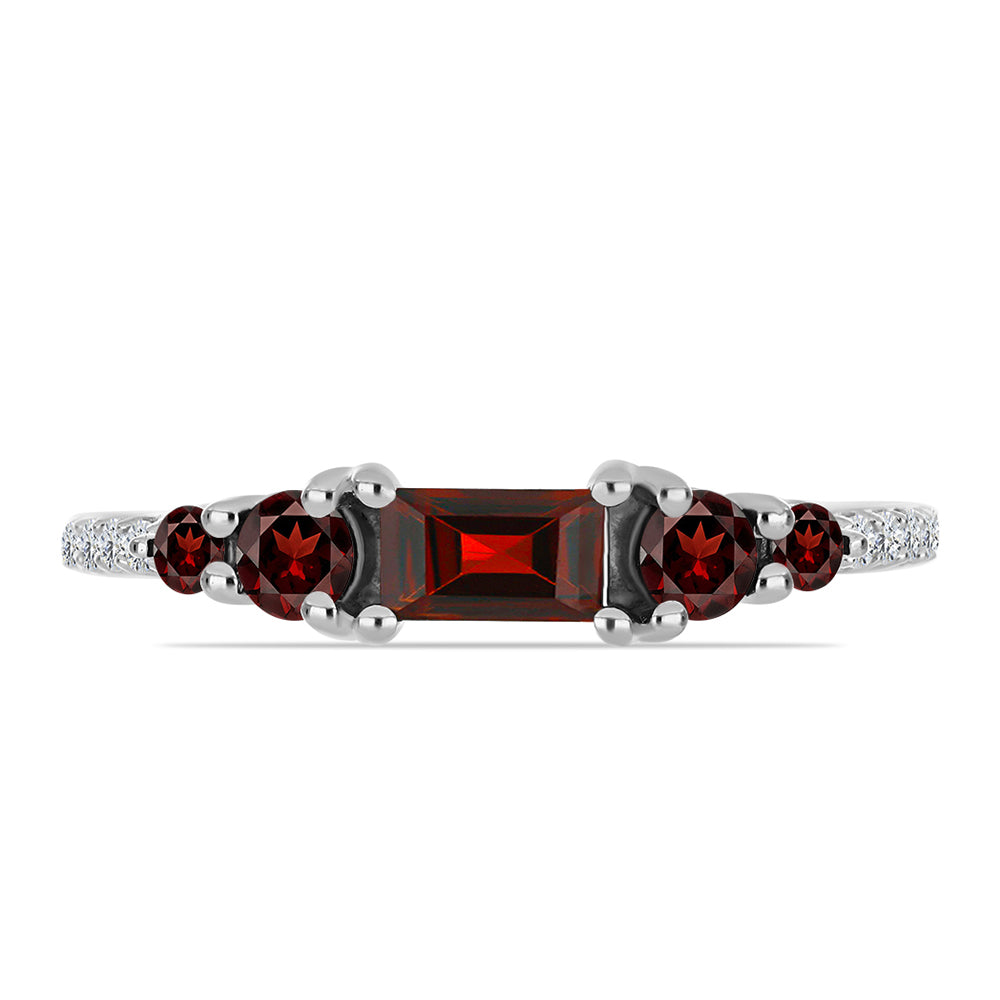 Inel din Argint 925 ( 1.87 grame ) cu Granat Barton și Topaz Alb 0.85 Carate