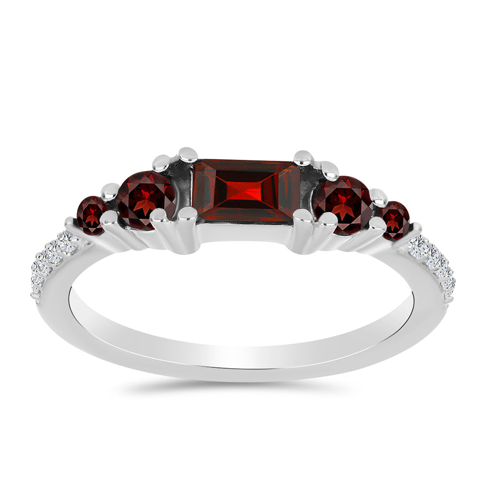 Inel din Argint 925 ( 1.87 grame ) cu Granat Barton și Topaz Alb 0.85 Carate