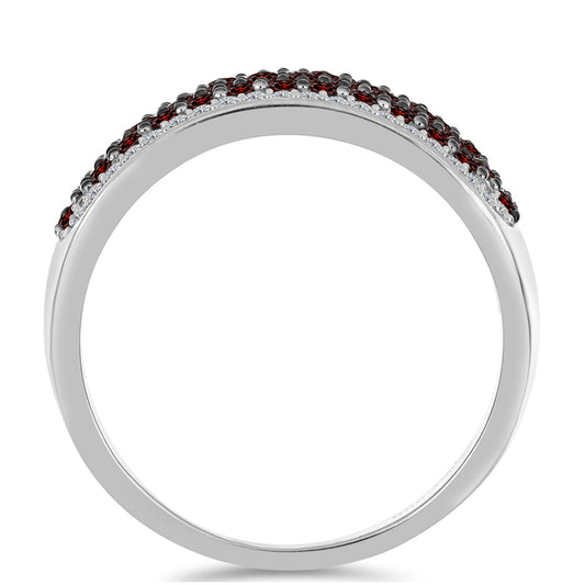 Inel din Argint 925 ( 5.91 grame ) cu Granat Barton și Topaz Alb 1.96 Carate