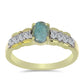 Inel din Argint 925 Placat cu Aur ( 2.84 grame ) cu Labradorit și Topaz Alb 1.14 Carate