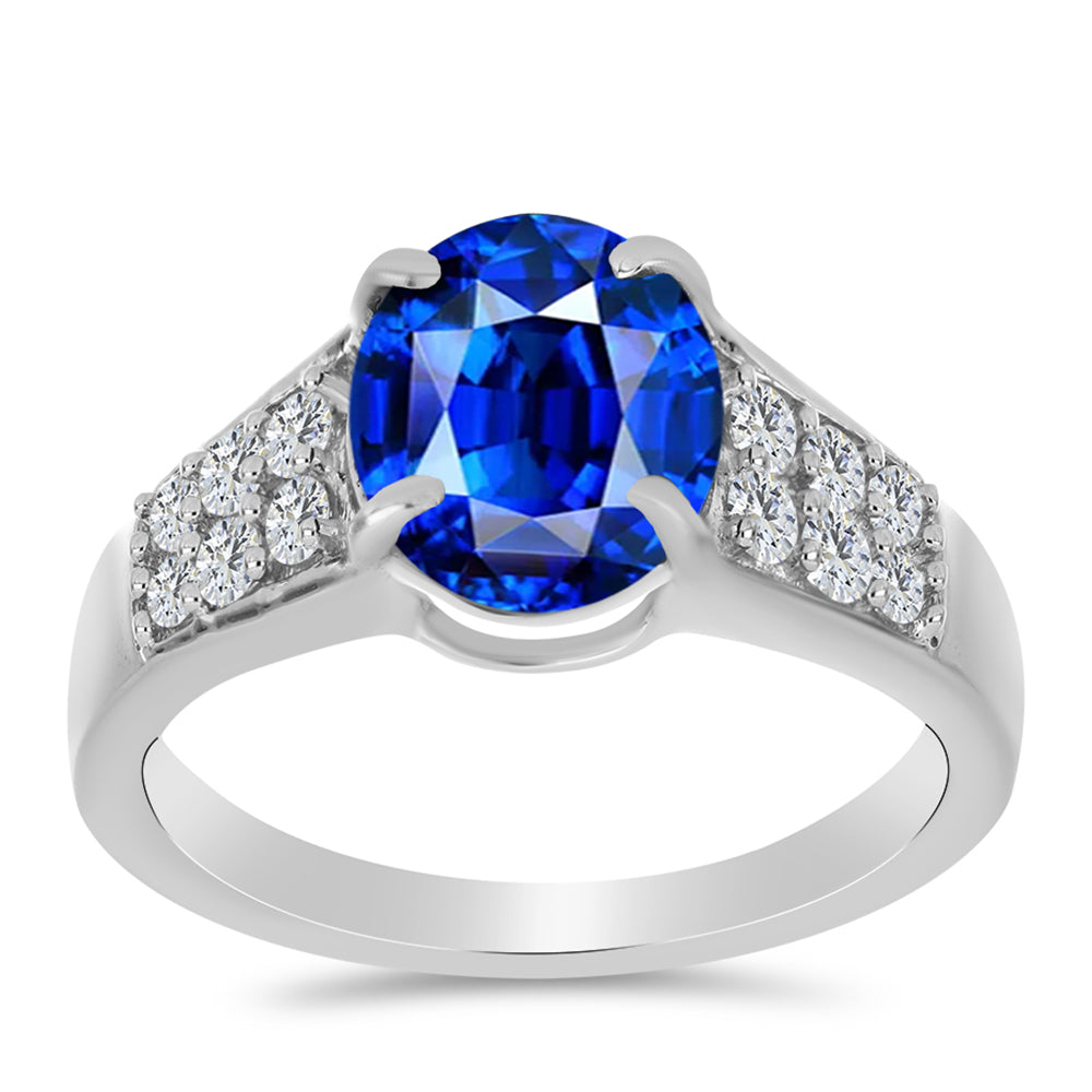 Inel din Argint 925 ( 3.05 grame ) cu Safir Albastru Australian și Topaz Alb 4.2 Carate 3 