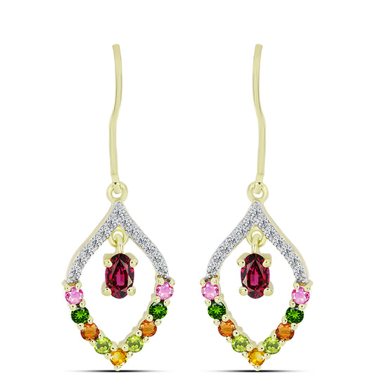 Cercei din Argint 925 Placat cu Aur ( 3.05 grame ) cu Turmalină Chakra și Topaz Alb 1.54 Carate