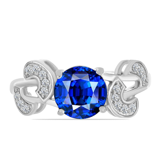 Inel din Argint 925 ( 2.81 grame ) cu Safir Albastru Australian și Topaz Alb 2.84 Carate