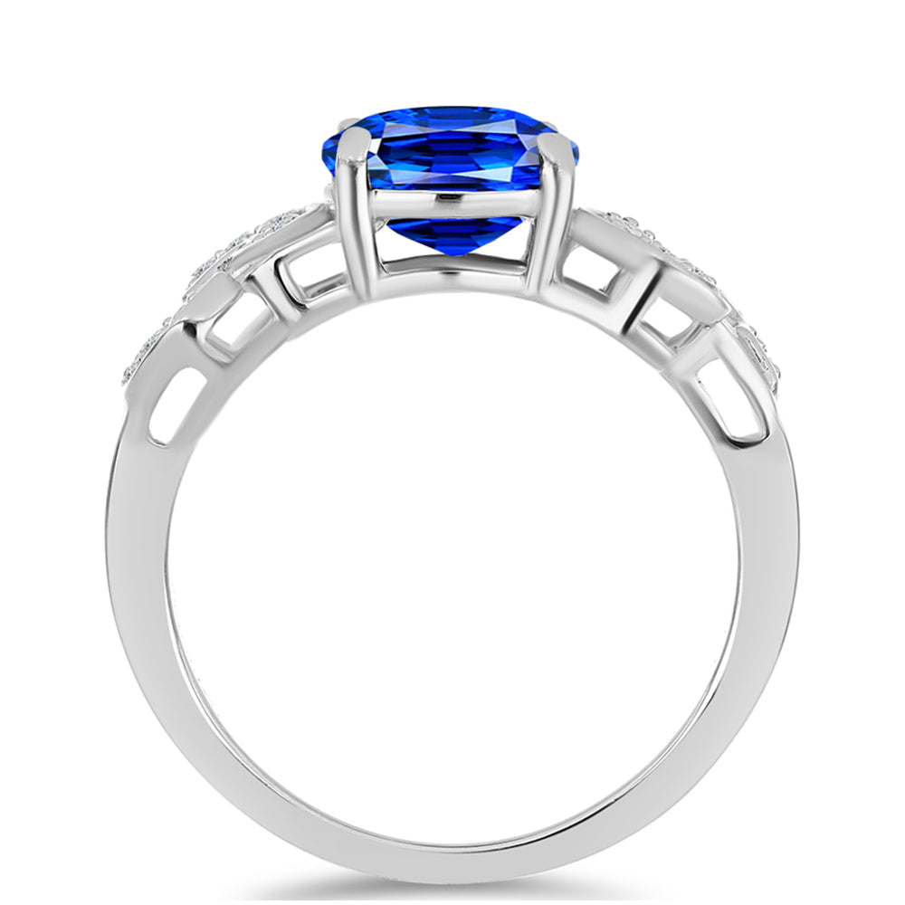 Inel din Argint 925 ( 2.81 grame ) cu Safir Albastru Australian și Topaz Alb 2.84 Carate