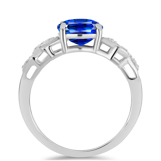 Inel din Argint 925 ( 2.81 grame ) cu Safir Albastru Australian și Topaz Alb 2.84 Carate