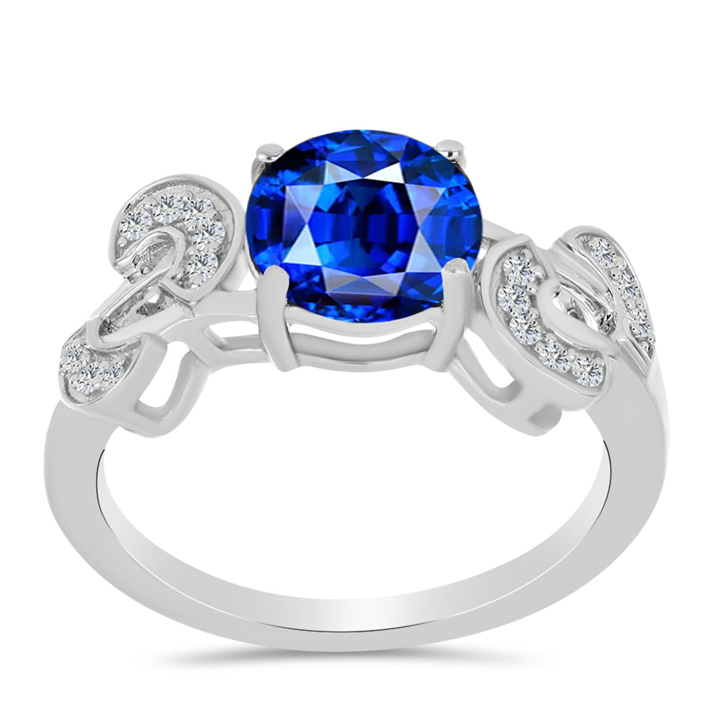 Inel din Argint 925 ( 2.81 grame ) cu Safir Albastru Australian și Topaz Alb 2.84 Carate 3 