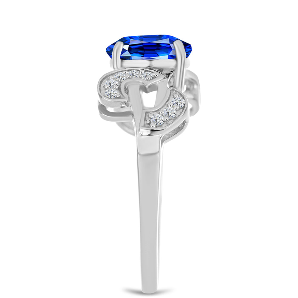 Inel din Argint 925 ( 2.81 grame ) cu Safir Albastru Australian și Topaz Alb 2.84 Carate