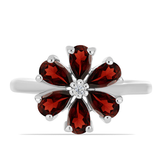 Inel din Argint 925 ( 2.52 grame ) cu Granat Barton și Topaz Alb 1.71 Carate