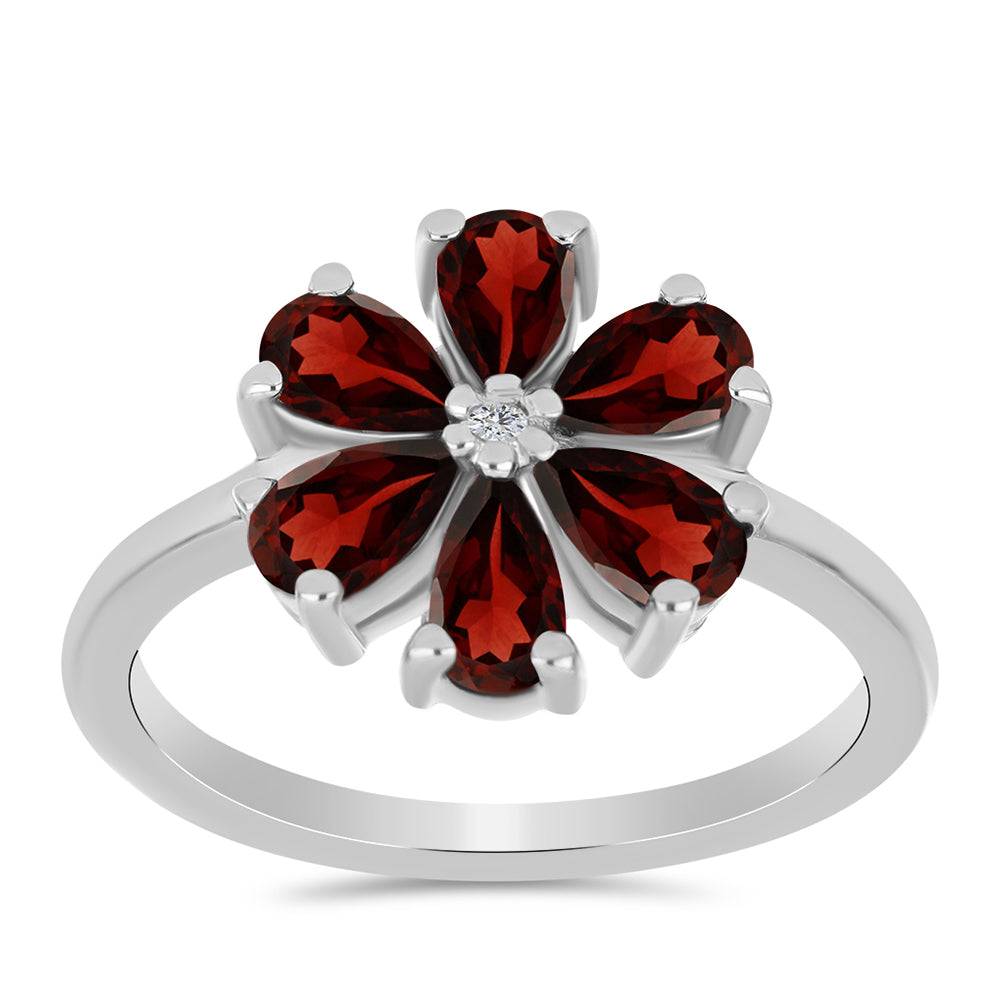 Inel din Argint 925 ( 2.52 grame ) cu Granat Barton și Topaz Alb 1.71 Carate