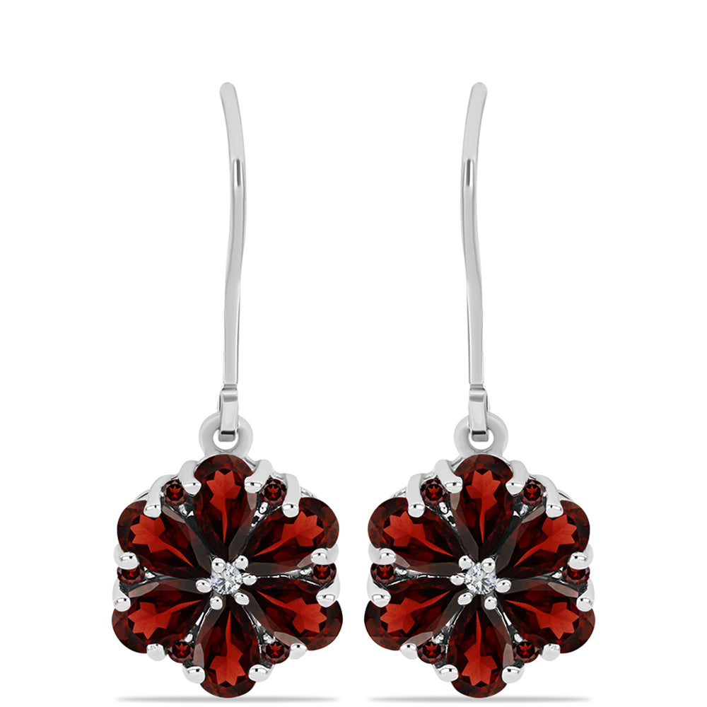 Cercei din Argint 925 ( 2.36 grame ) cu Granat Barton și Topaz Alb 3.44 Carate 1 