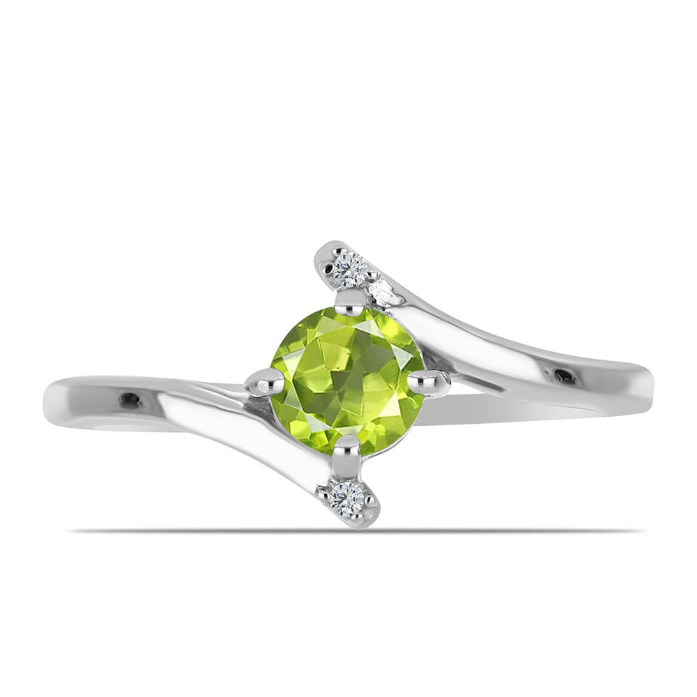 Inel din Argint 925 ( 2.11 grame ) cu Peridot Changbai și Topaz Alb 0.56 Carate 1 