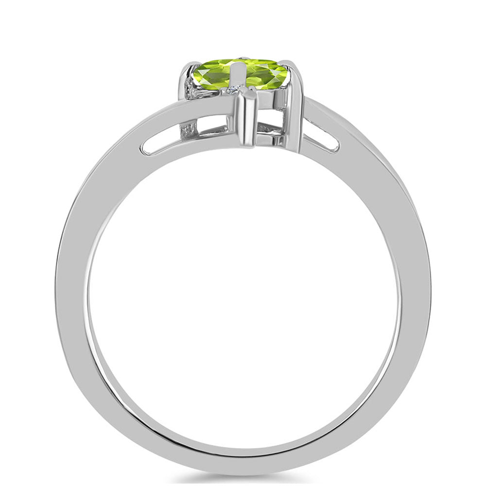 Inel din Argint 925 ( 2.11 grame ) cu Peridot Changbai și Topaz Alb 0.56 Carate 2 