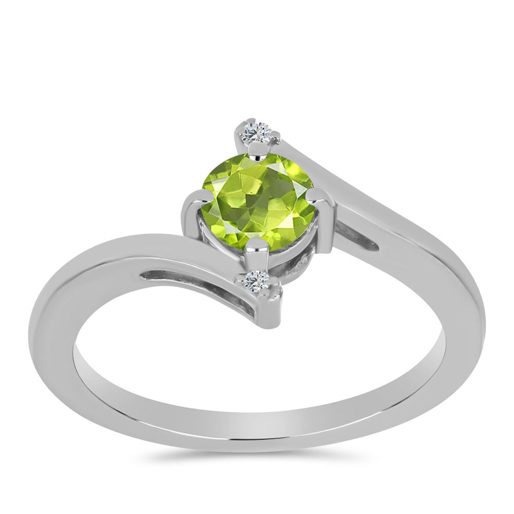 Inel din Argint 925 ( 2.11 grame ) cu Peridot Changbai și Topaz Alb 0.56 Carate 3 