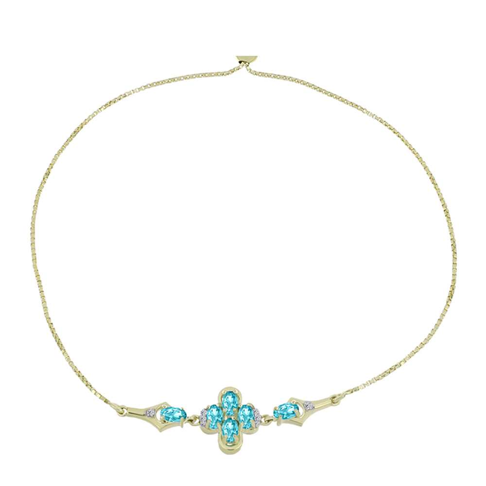 Brățară din Argint 925 Placat cu Aur ( 4.05 grame ) cu Cuarț Paraiba și Topaz Alb 1.17 Carate 2 