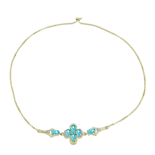 Brățară din Argint 925 Placat cu Aur ( 4.05 grame ) cu Cuarț Paraiba și Topaz Alb 1.17 Carate