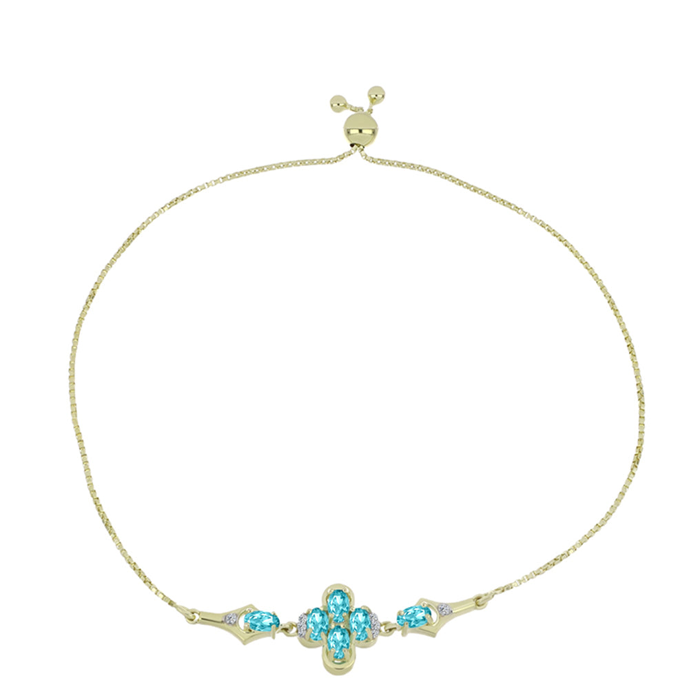 Brățară din Argint 925 Placat cu Aur ( 4.05 grame ) cu Cuarț Paraiba și Topaz Alb 1.17 Carate 1 