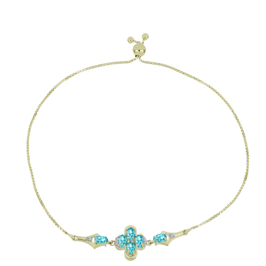 Brățară din Argint 925 Placat cu Aur ( 4.05 grame ) cu Cuarț Paraiba și Topaz Alb 1.17 Carate