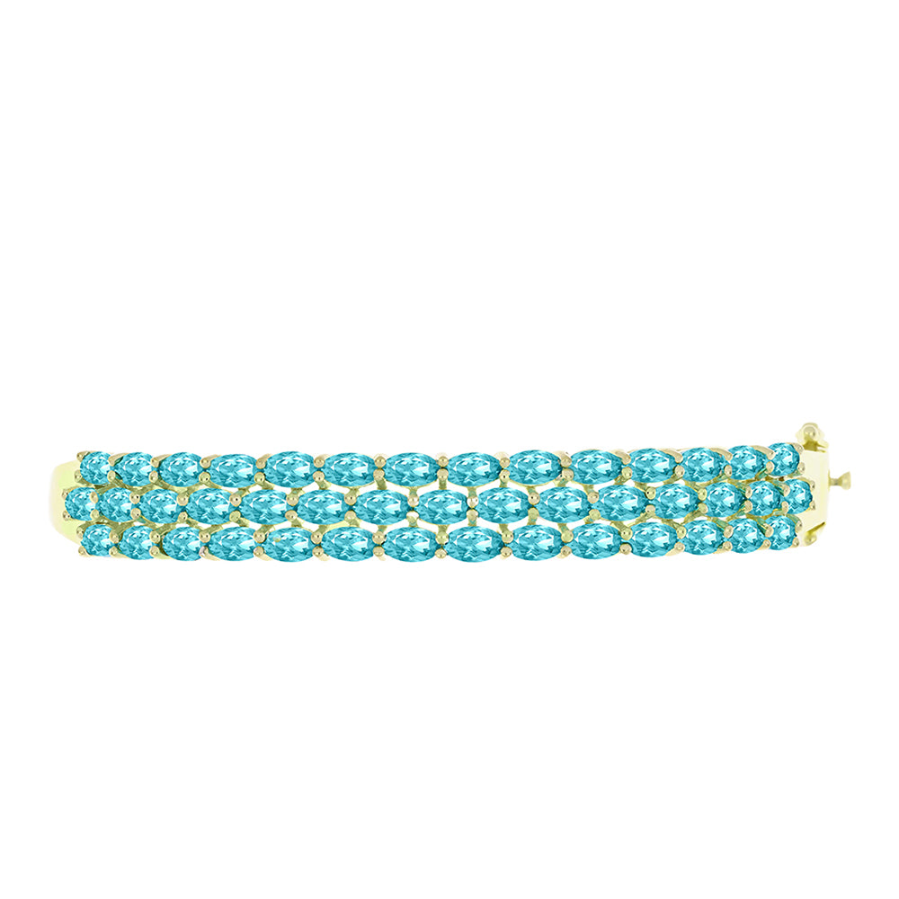 Brățară din Argint 925 Placat cu Aur ( 19.09 grame ) cu Cuarț Paraiba 8.06 Carate