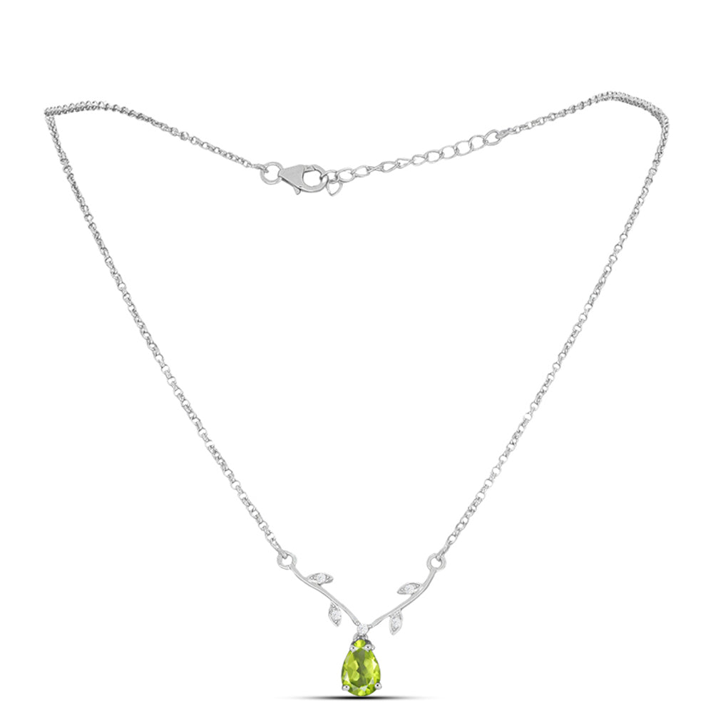 Colier din Argint 925 ( 3.67 grame ) cu Peridot Changbai și Topaz Alb 1.23 Carate 2 