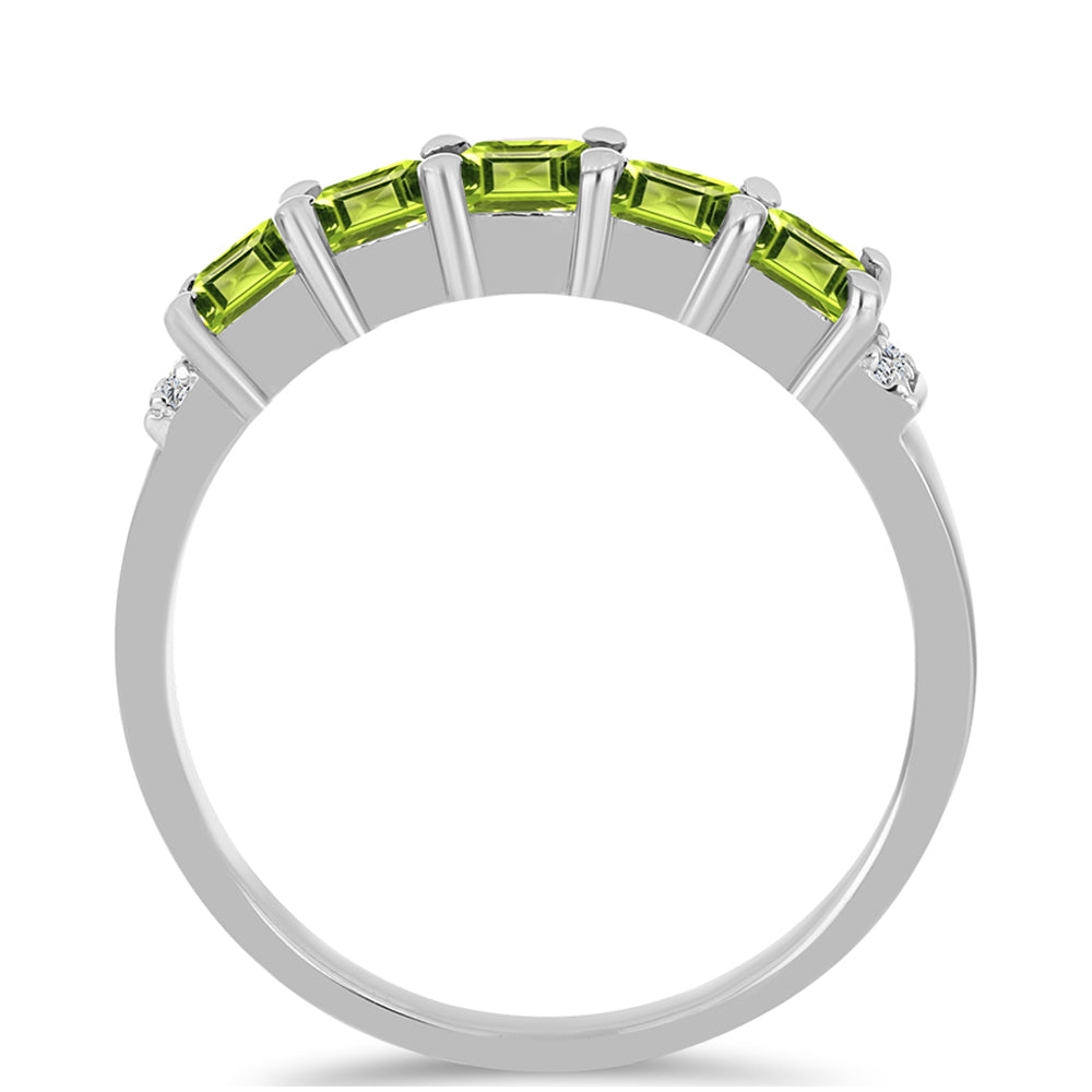 Inel din Argint 925 ( 2.35 grame ) cu Peridot Changbai și Topaz Alb 0.92 Carate 3 