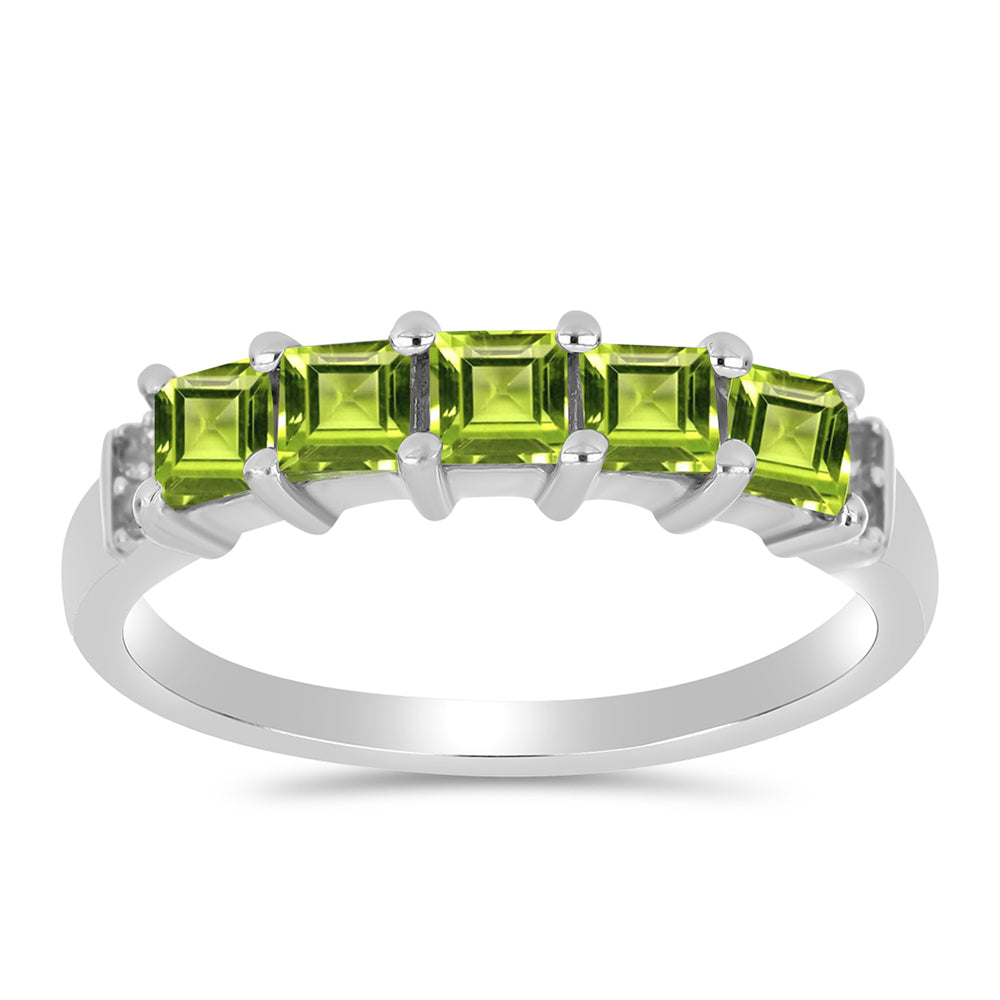 Inel din Argint 925 ( 2.35 grame ) cu Peridot Changbai și Topaz Alb 0.92 Carate 1 