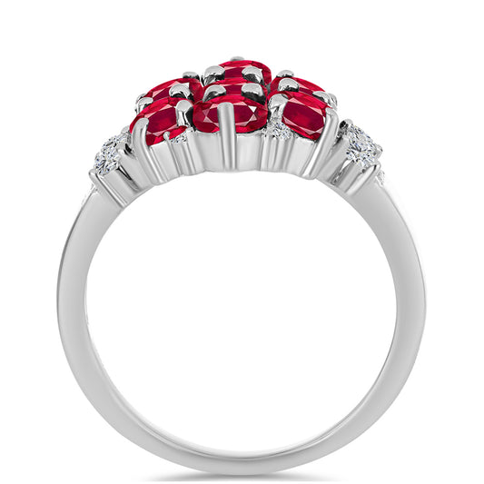Inel din Argint 925 ( 3.67 grame ) cu Rubin Malagasy și Topaz Alb 3.96 Carate