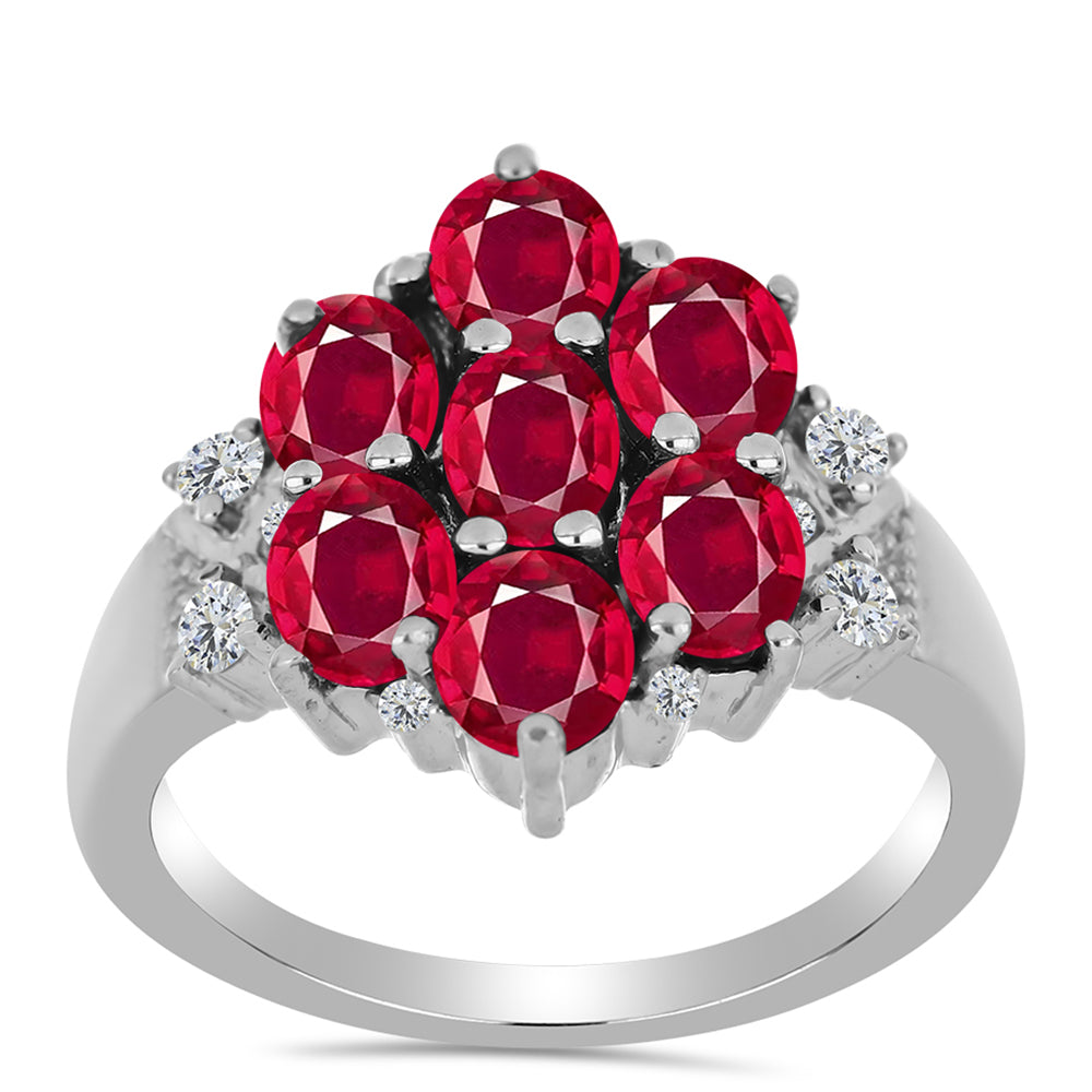 Inel din Argint 925 ( 3.67 grame ) cu Rubin Malagasy și Topaz Alb 3.96 Carate