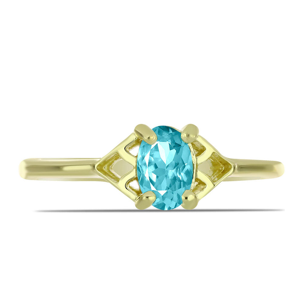 Inel din Argint 925 Placat cu Aur ( 1.43 grame ) cu Cuarț Paraiba 0.39 Carate 1 