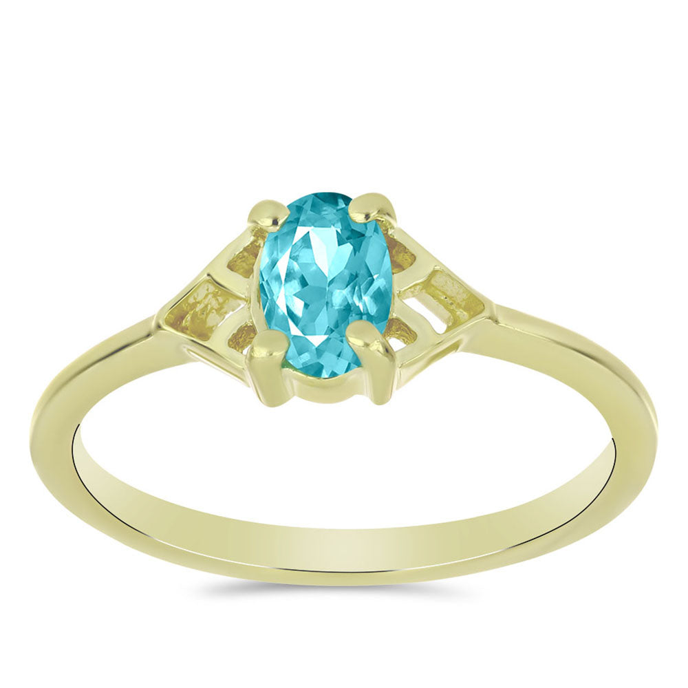 Inel din Argint 925 Placat cu Aur ( 1.43 grame ) cu Cuarț Paraiba 0.39 Carate 3 