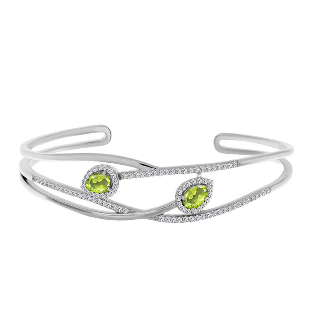 Brățară din Argint 925 ( 17.92 grame ) cu Peridot Changbai și Topaz Alb 2.43 Carate