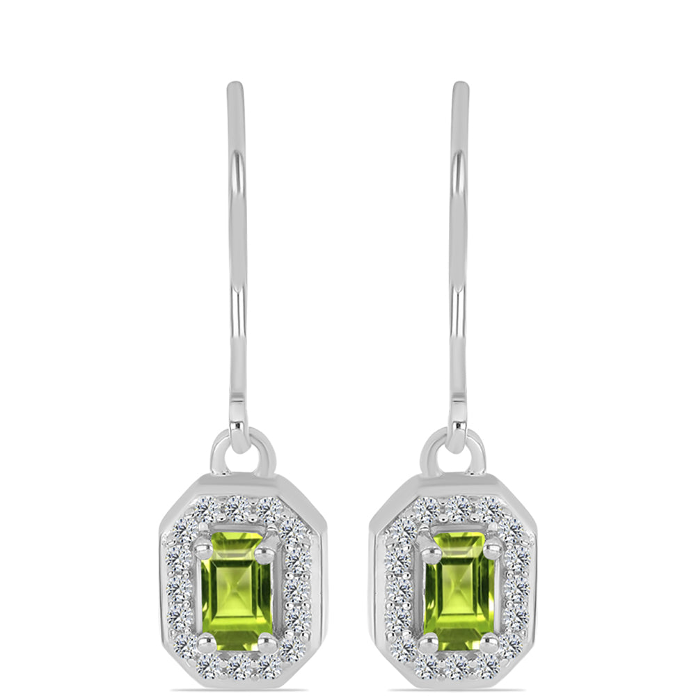 Cercei din Argint 925 ( 2.09 grame ) cu Peridot Changbai și Topaz Alb 0.83 Carate 1 