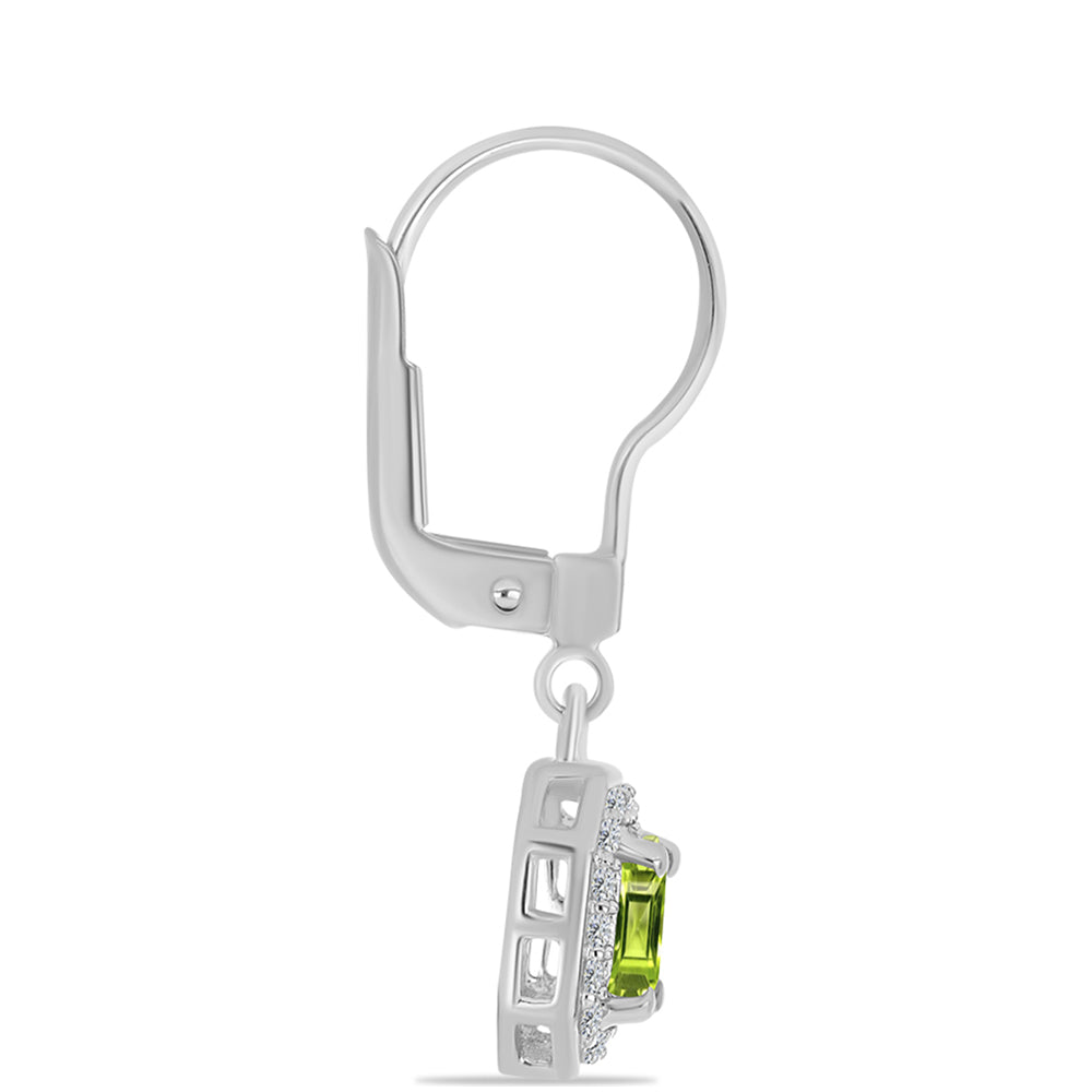 Cercei din Argint 925 ( 2.09 grame ) cu Peridot Changbai și Topaz Alb 0.83 Carate 4 