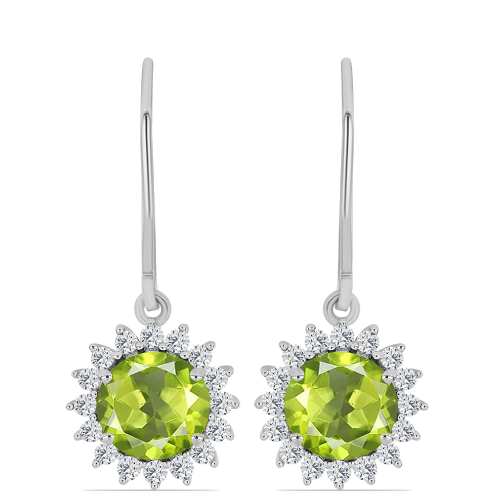 Cercei din Argint 925 ( 2.65 grame ) cu Peridot Changbai și Topaz Alb 3.55 Carate 3 