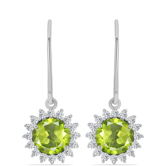 Cercei din Argint 925 ( 2.65 grame ) cu Peridot Changbai și Topaz Alb 3.55 Carate