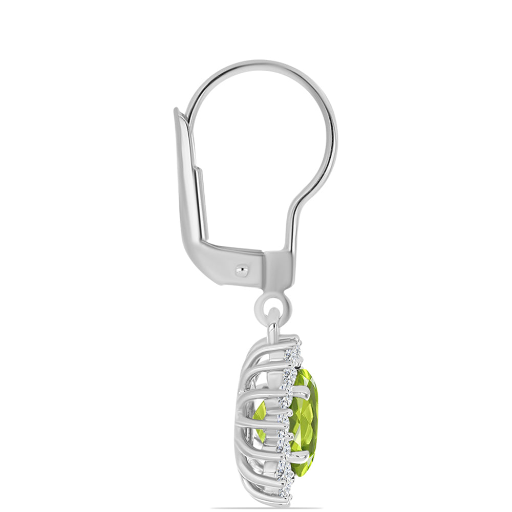 Cercei din Argint 925 ( 2.65 grame ) cu Peridot Changbai și Topaz Alb 3.55 Carate 4 