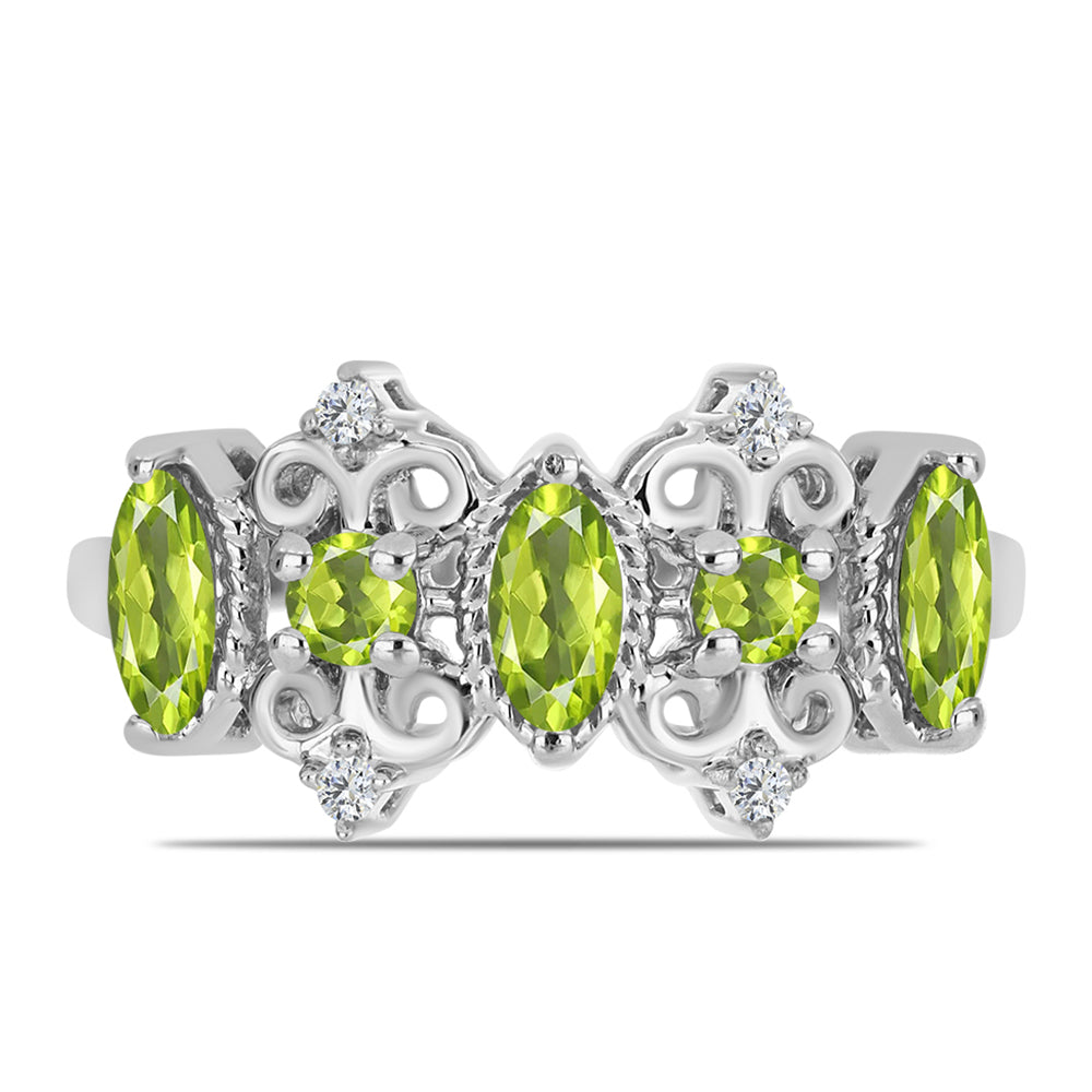 Inel din Argint 925 ( 3.7 grame ) cu Peridot Changbai și Topaz Alb 1.14 Carate 1 