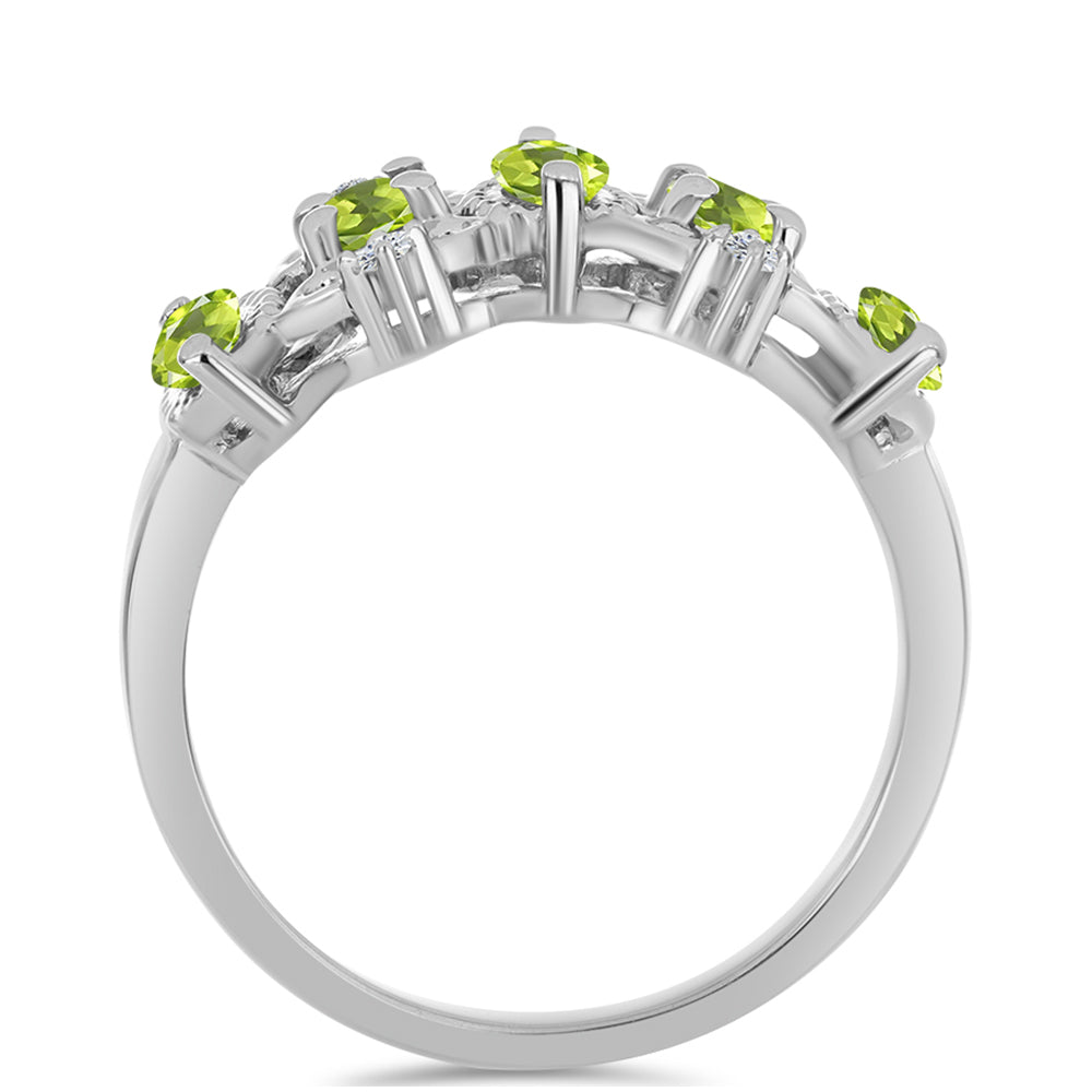 Inel din Argint 925 ( 3.7 grame ) cu Peridot Changbai și Topaz Alb 1.14 Carate