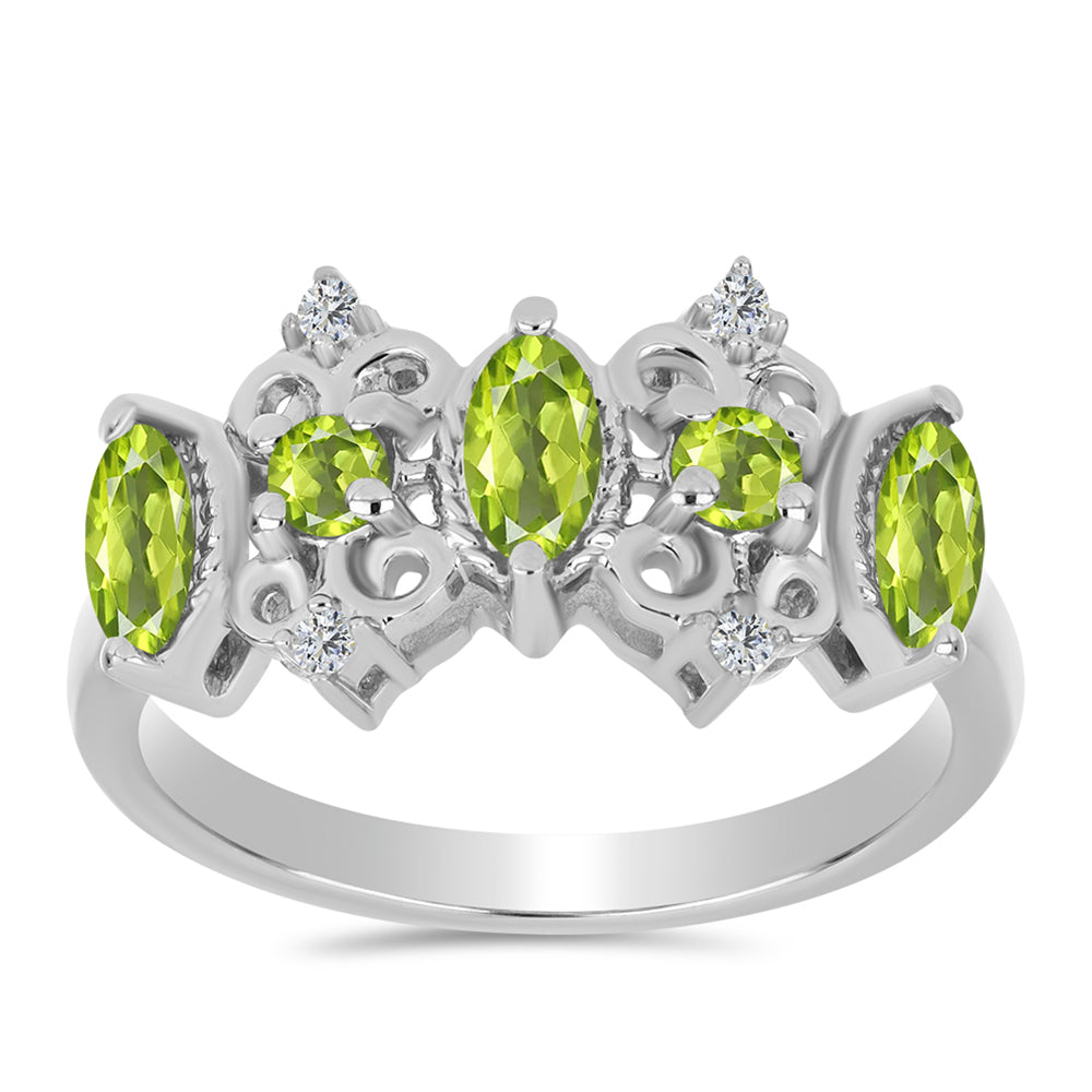Inel din Argint 925 ( 3.7 grame ) cu Peridot Changbai și Topaz Alb 1.14 Carate 3 