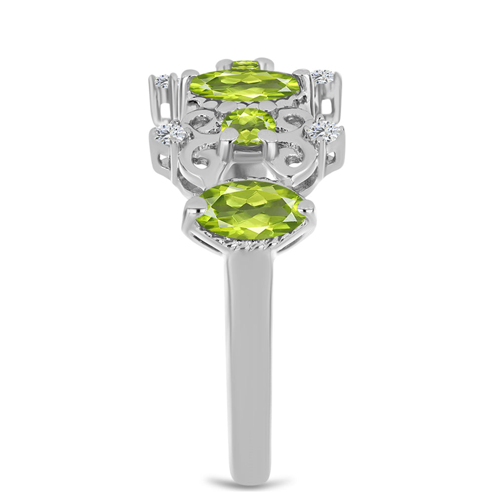 Inel din Argint 925 ( 3.7 grame ) cu Peridot Changbai și Topaz Alb 1.14 Carate