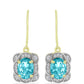 Cercei din Argint 925 Placat cu Aur ( 3.28 grame ) cu Cuarț Paraiba și Topaz Alb 2.52 Carate