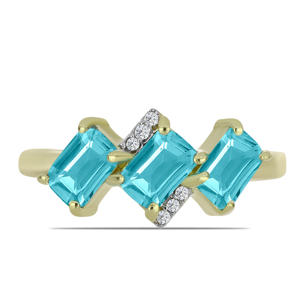 Inel din Argint 925 Placat cu Aur ( 2.74 grame ) cu Cuarț Paraiba și Topaz Alb 1.47 Carate