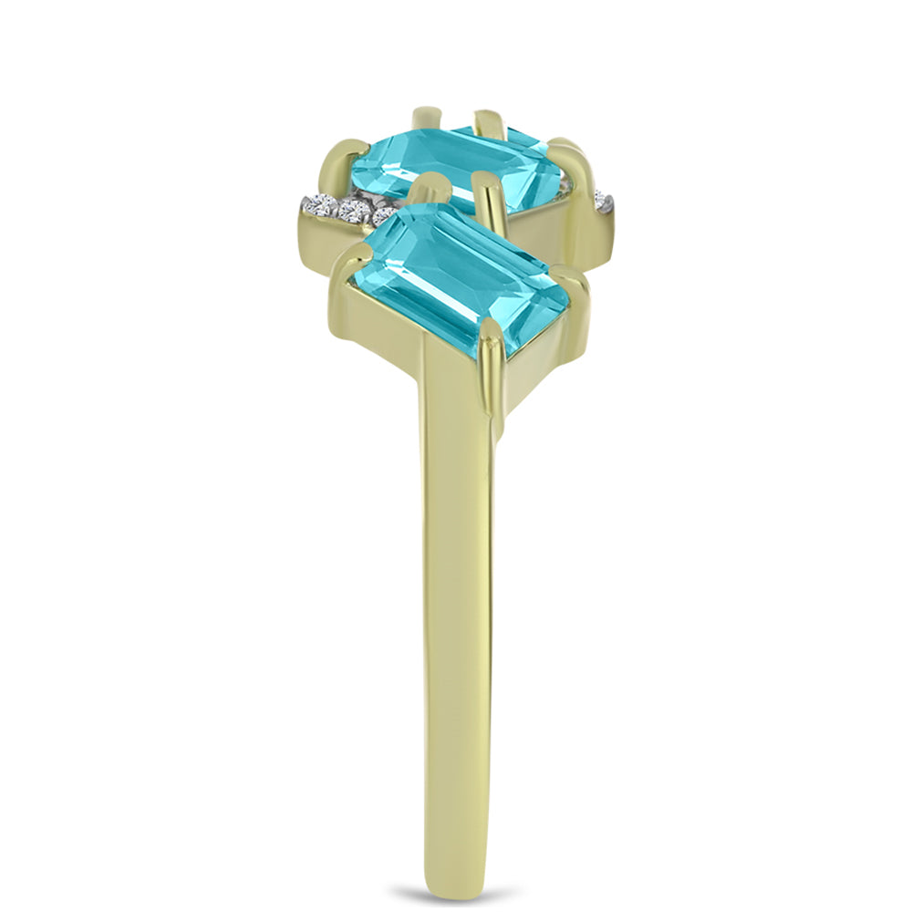 Inel din Argint 925 Placat cu Aur ( 2.74 grame ) cu Cuarț Paraiba și Topaz Alb 1.47 Carate 4 