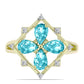 Inel din Argint 925 Placat cu Aur ( 3.38 grame ) cu Cuarț Paraiba și Topaz Alb 1.41 Carate
