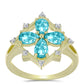 Inel din Argint 925 Placat cu Aur ( 3.38 grame ) cu Cuarț Paraiba și Topaz Alb 1.41 Carate