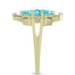 Inel din Argint 925 Placat cu Aur ( 3.38 grame ) cu Cuarț Paraiba și Topaz Alb 1.41 Carate