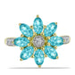Inel din Argint 925 Placat cu Aur ( 2.93 grame ) cu Cuarț Paraiba și Topaz Alb 1.65 Carate