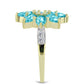 Inel din Argint 925 Placat cu Aur ( 2.93 grame ) cu Cuarț Paraiba și Topaz Alb 1.65 Carate